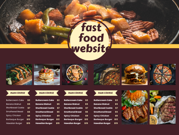 Fast food website screenshot